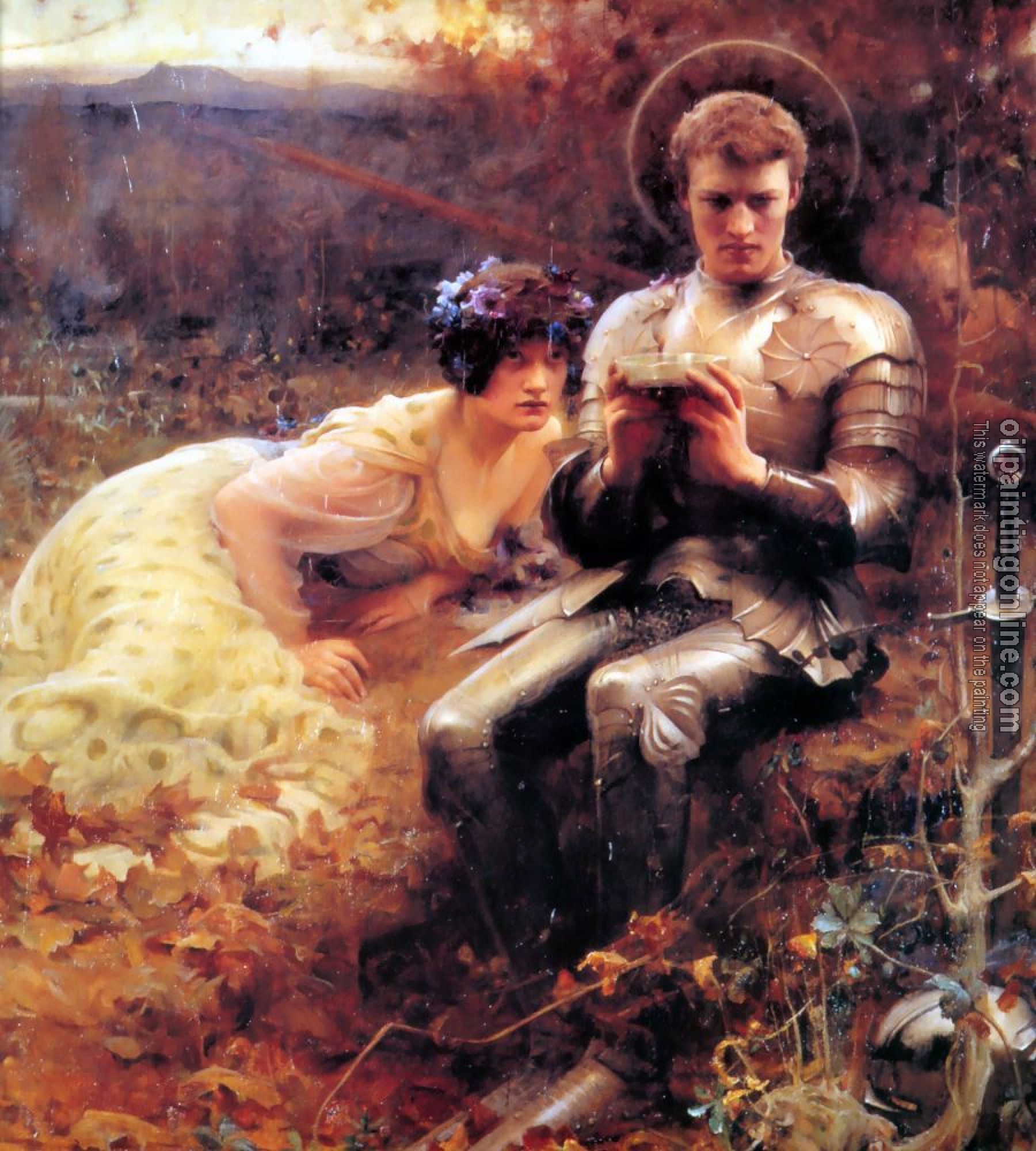 Arthur Hacker - Percival with the Grail Cup